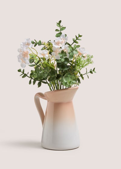 Pink Flowers In Ceramic Jug