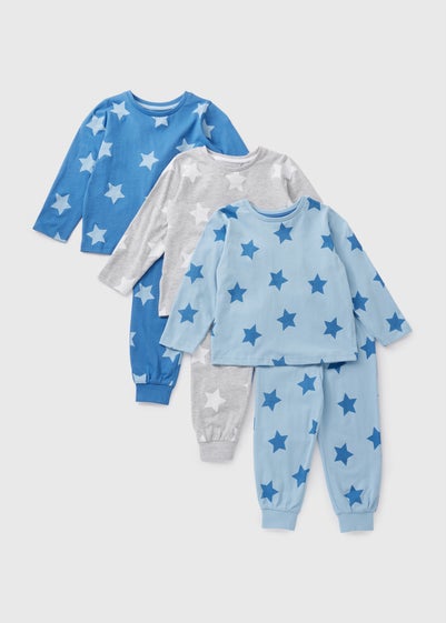 3 Pack Boys Blue Star Pyjama Set (1-7yrs)