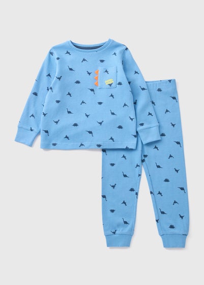 Boys Blue Dino Waffle Pyjama Set (1-7yrs)