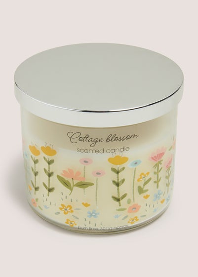 Cottage Blossom Floral Glass Candle