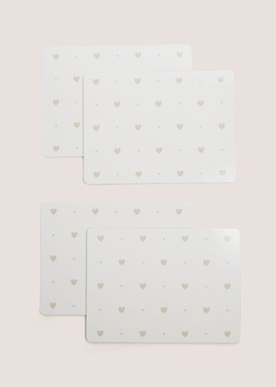 4 Pack White Heart Cork Placemats