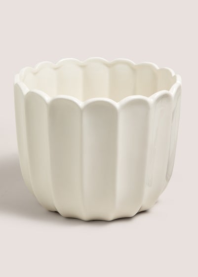 White Scallop Ceramic Planter