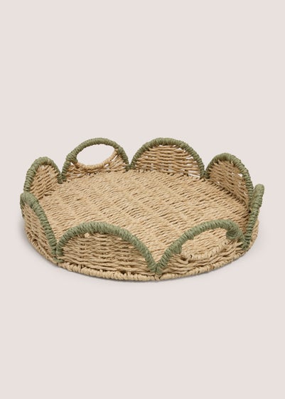 Green Scallop Edge Tray