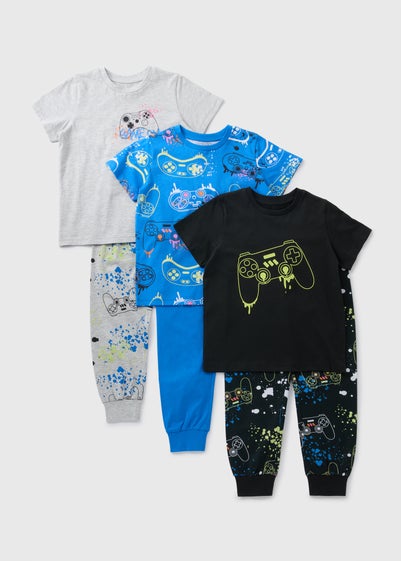 3 Pack Boys Multicolour Gamer Pyjama Set (7-13yrs)