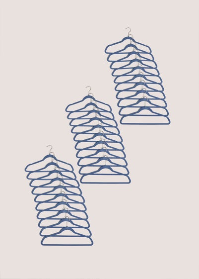 30 Pack Blue Flocked Hangers