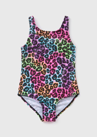 Girls Multicolour Leopard Print Swimsuit (7-15yrs)