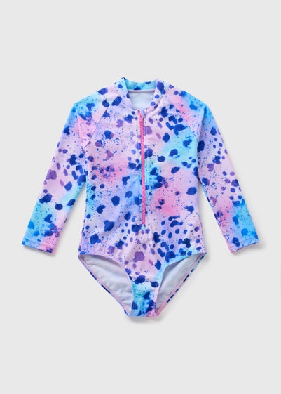 Girls Multicolour Speckle Zip Swimsuit (7-15yrs)