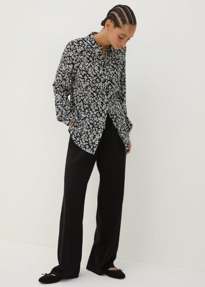 Black Floral Viscose Shirt