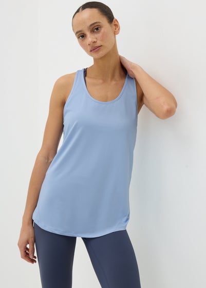 Blue Mesh Detail Vest Top