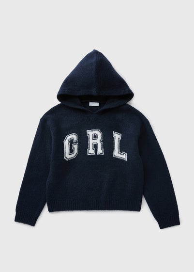 Girls Navy GRL Hoodie (7-15yrs)