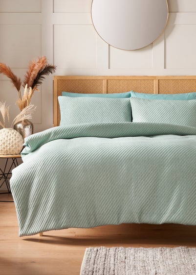 Green Ribbed Duvet Set