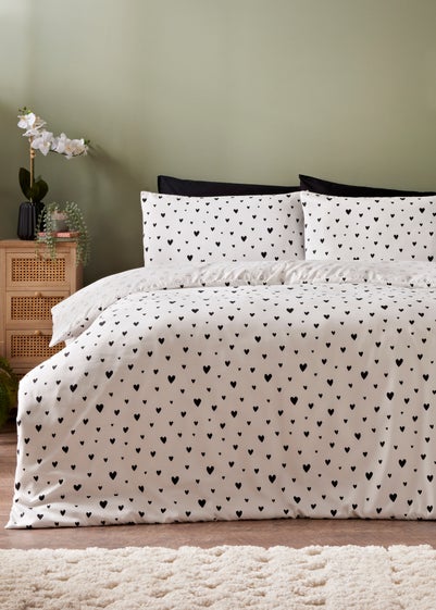 White Mono Heart Duvet Set