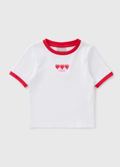 Girls White Jadore Heart T-Shirt (7-15yrs)