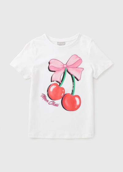 Girls White Cherry T-Shirt (7-15yrs)