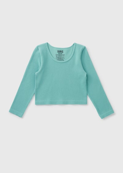 Girls Teal Seamless Long Sleeve Top (7-15yrs)