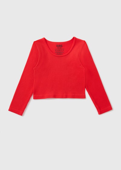 Girls Red Long Sleeve Seamless Top (7-15yrs)