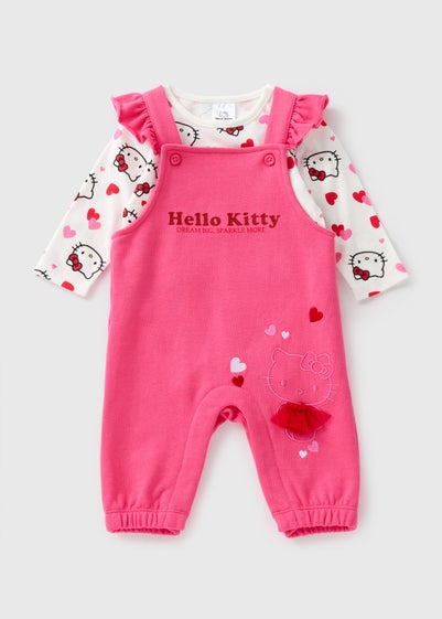 Hello Kitty Girls Pink Dungaree Set (Newbron-18mths)