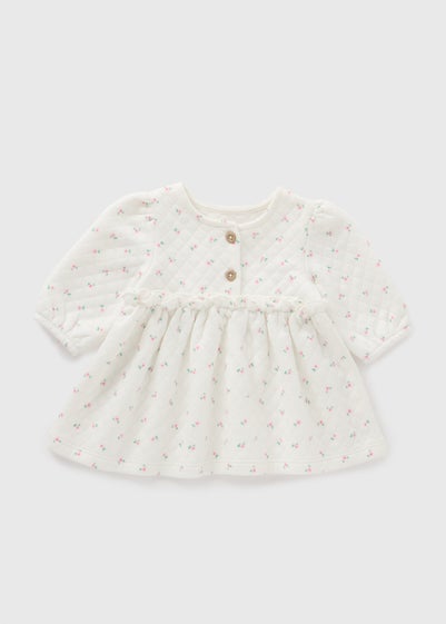 Baby Cream Floral Quilted Dress (Newborn-23mths)