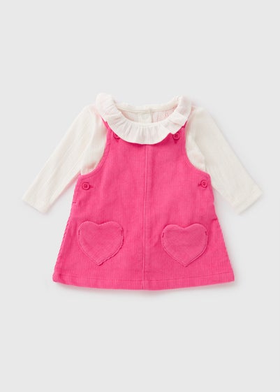 Baby Pink Heart Pinafore & Bodysuit Set (Newborn-18mths)