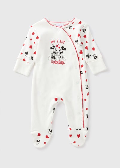 Disney Baby Minnie & Mickey Valentine Sleepsuit (Newborn-12mths)