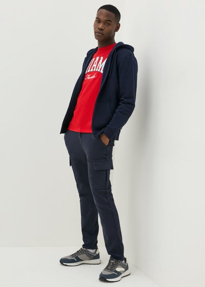 Navy Knitted Cargo Trousers