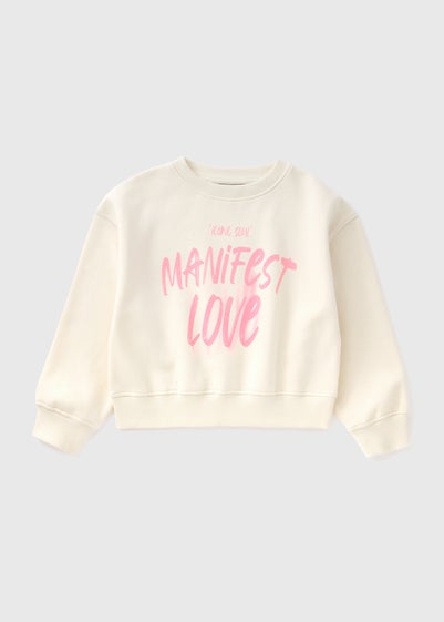 Girls Cream Manifest Love Sweatshirt (7-15yrs)