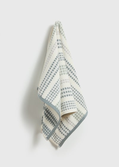 Cream Spot Striped Jacquard Towel