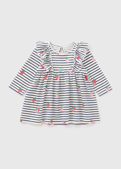 Baby Cream Stripe & Strawberry Dress (Newborn-23mths)