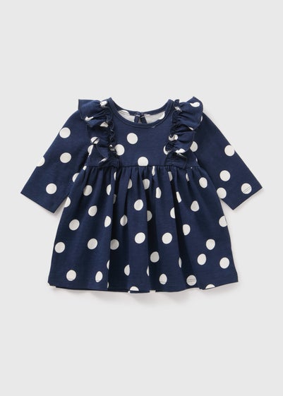 Baby Navy Spot Dress (Newborn-23mths)