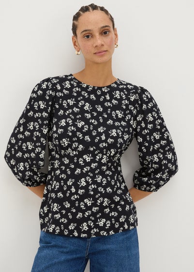 Black Floral Blouse