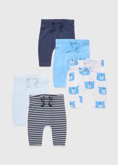 5 Pack Baby Blue Bear Leggings (Newborn-23mths)