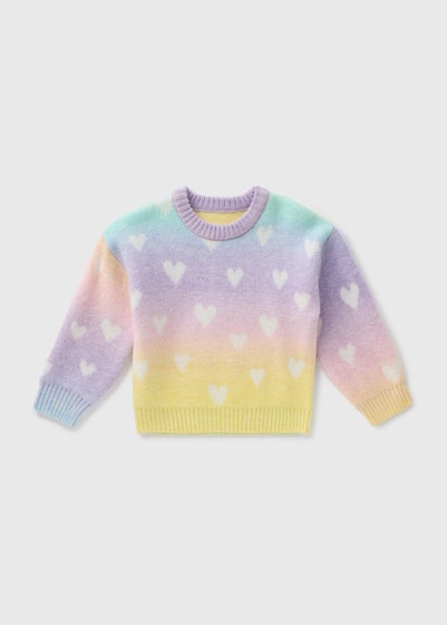 Girls Multicolour Heart Knit Jumper (1-7yrs)