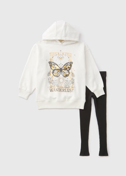 Girls Cream Wanderlust Hoodie & Legging Set (7-15yrs)