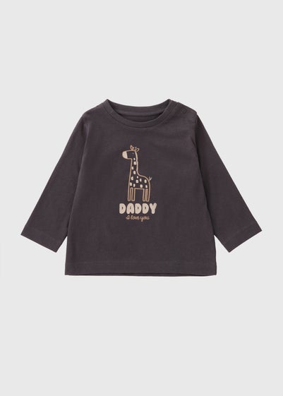 Baby Charcoal Giraffe Daddy Long Sleeve Top (Newborn-23mths)