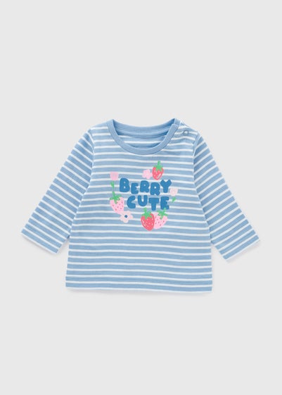 Baby Blue Stripe Strawberry Long Sleeve Top