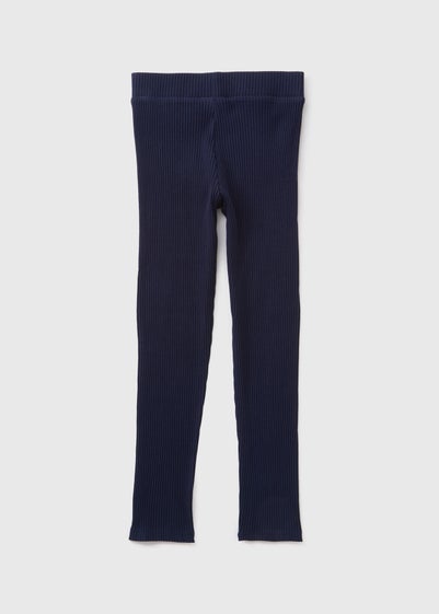 Girls Navy Ribbed Leggings (7-15yrs)