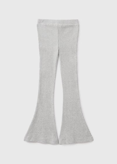 Girls Grey Ribbed Flared Leggings (7-15yrs)