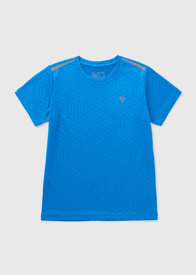 Boys Blue Jacquard Sports T-Shirt (7-15yrs)