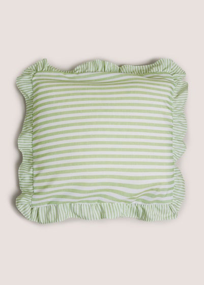 Green Stripe Frill Edge Cushion