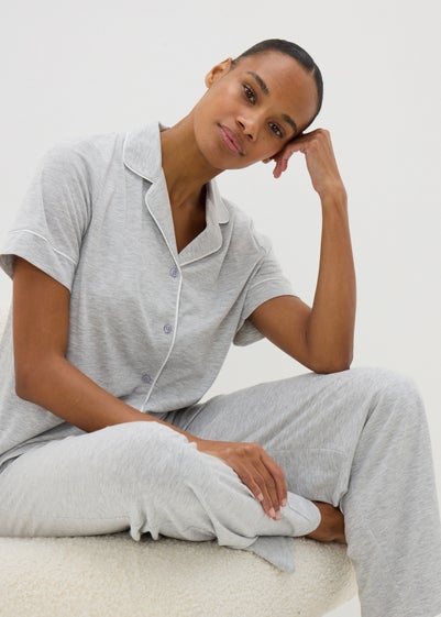 Grey Button Up Pyjama Set