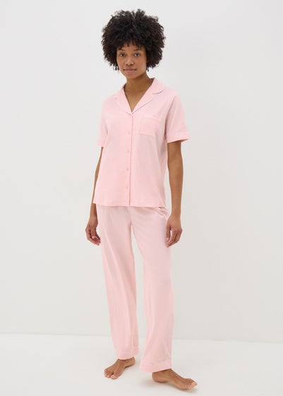 Pink Button Up Cotton Pyjama Set