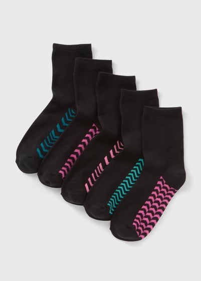 5 Pack Black Chevron Socks