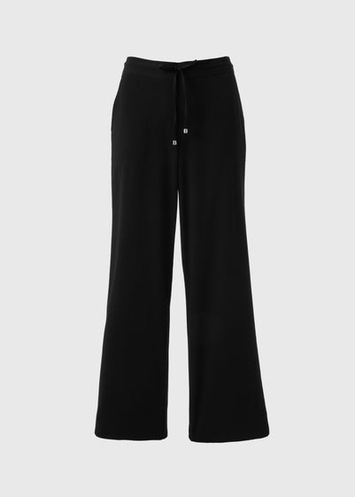 Black Wide Leg Drawstring Trousers