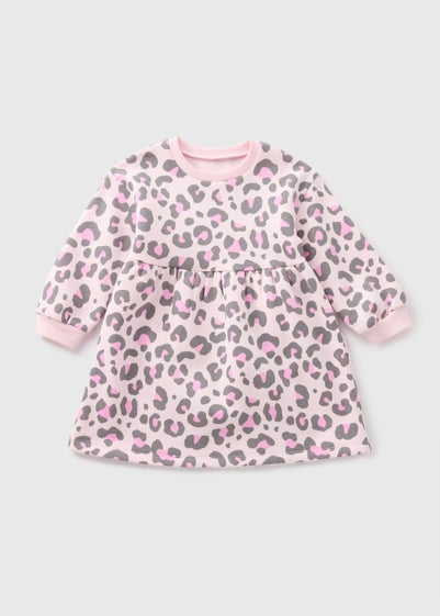 Girls Pink Leopard Sweater Dress (1-7yrs)