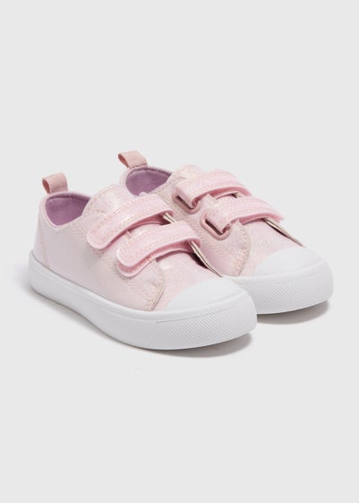 Girls Pink Glitter Strap Trainers (Younger 4-12)