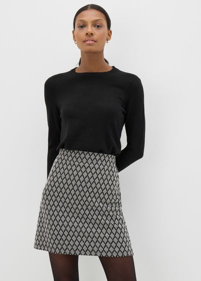 Et Vous Black Diamond Ponte Mini Skirt