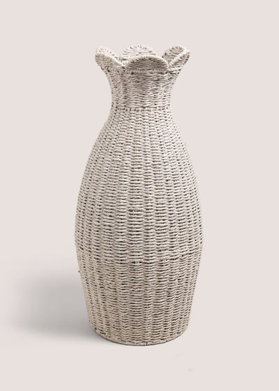 Grey Scallop Edge Woven Vase