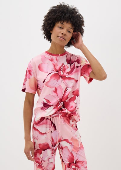 Pink Floral Soft Touch Pyjama T-Shirt