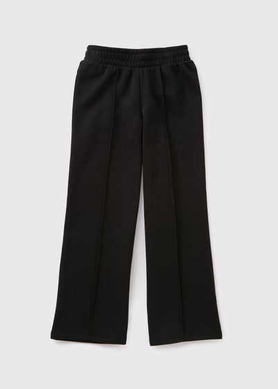 Girls Black Wide Leg Jogging Bottoms (7-15yrs)