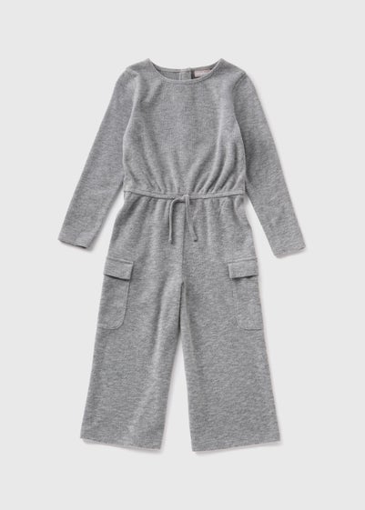 Girls Grey Soft Touch Cargo Jumpsuit (7-15yrs)